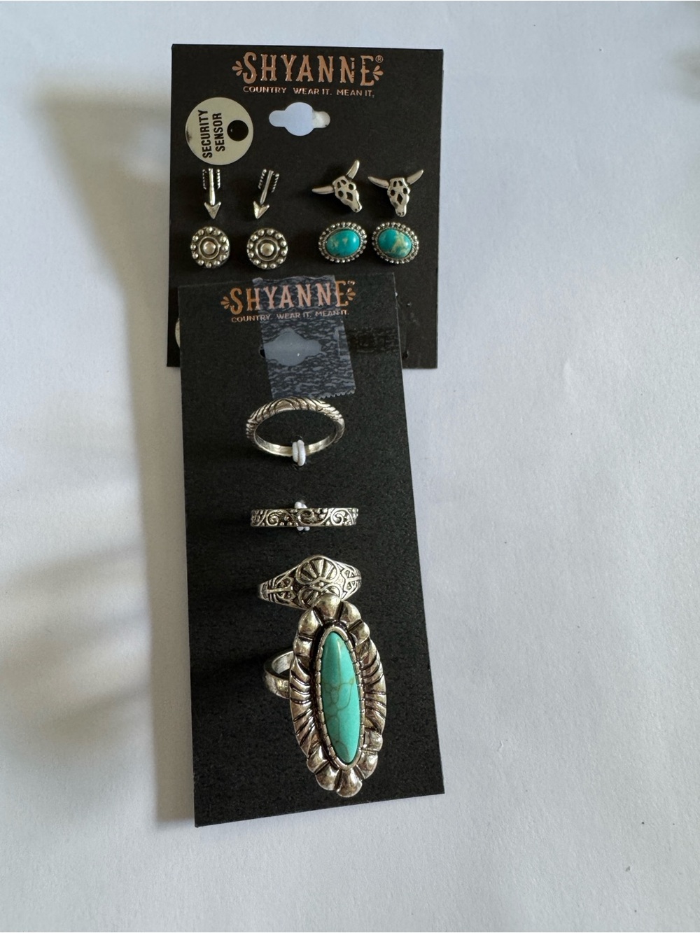 Shyanne Silver-Tone Ring Set with Turquoise Accents